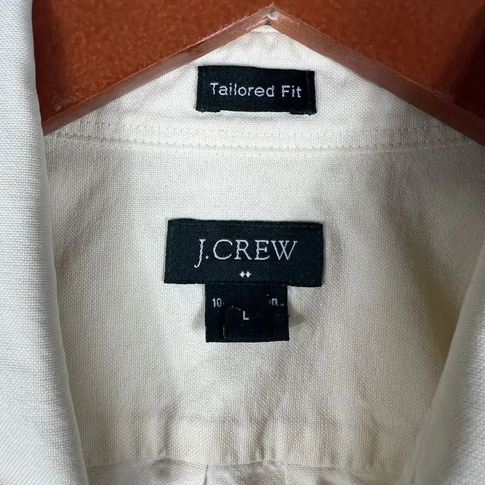J Crew Shirt Mens Large Yellow Tailored Fit Long Sleeve Cotton‎ Button Down